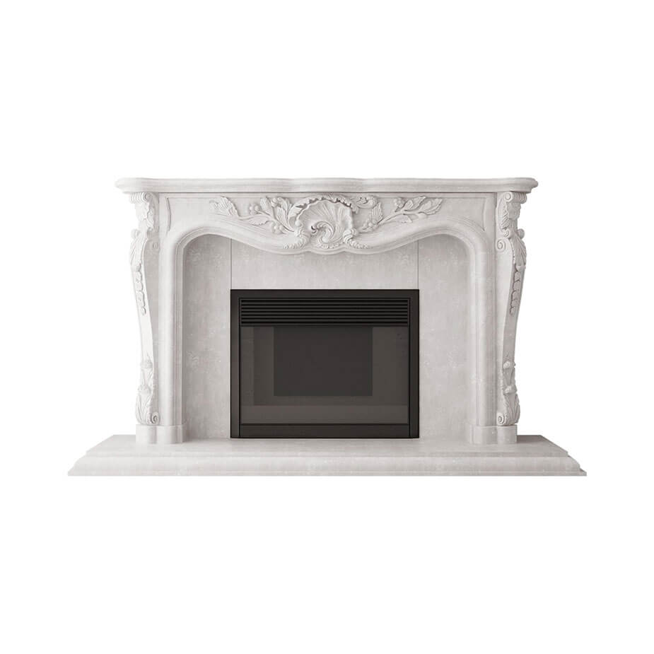 Josephine white TRAVERTINE fireplace surround