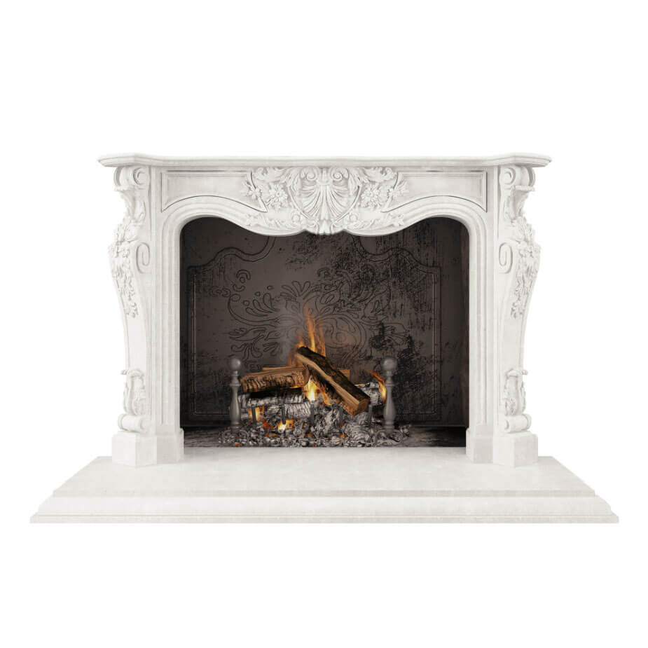 Fireplace surround Athena WHITE TRAVERTINE
